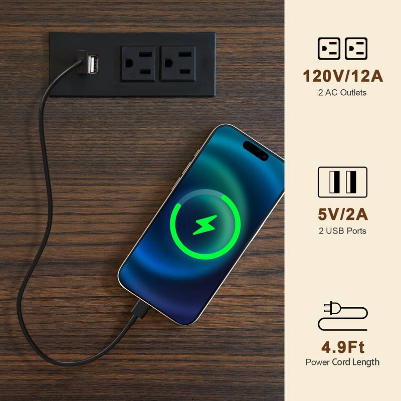 Smart Charging Nightstand with USB Ports & Drawers