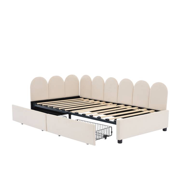 Cozy Velvet Twin Daybed with Storage Drawers