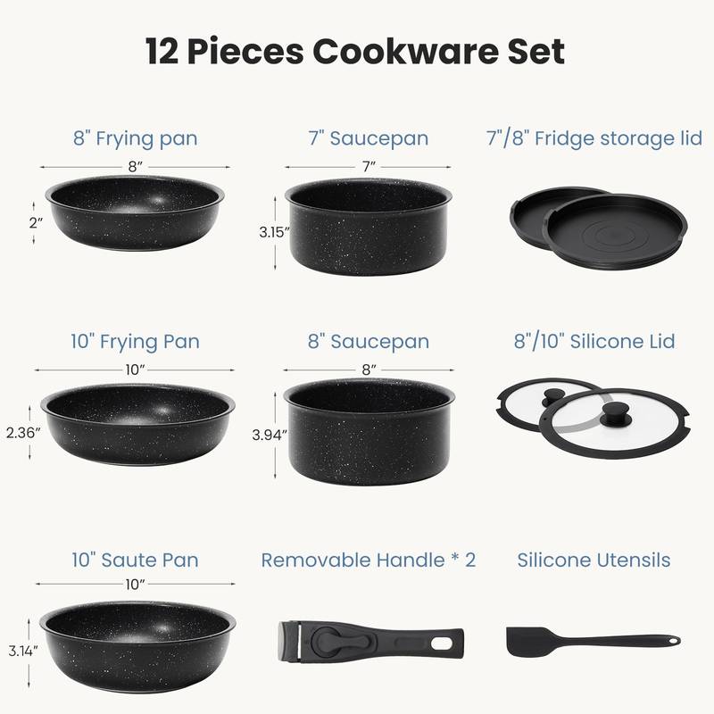 Sleek Non-Stick Pots and Pans Set with Easy Grip Handle