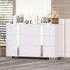 Chic White Mirror Dresser with Metal Handles