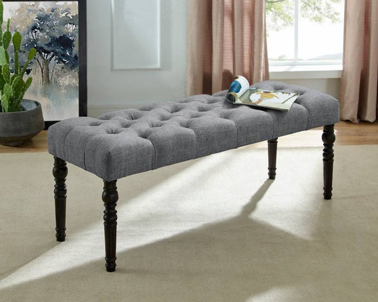 Cozy Gray Tufted Dining Bench