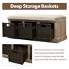 Chic Rustic Storage Bench with Woven Baskets and Cozy Cushion