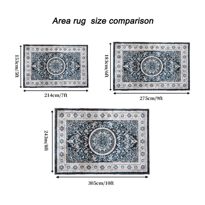 Vintage Boho Flower Rug - Non-Slip & Washable