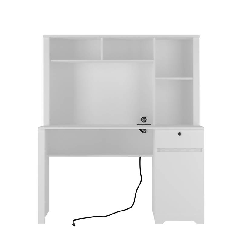 Smart Study Station: Stylish Desk with Storage and Charging Hub