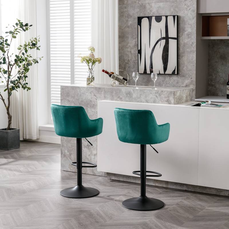 Chic Green Adjustable Bar Stools - Perfect for Kitchen or Pub