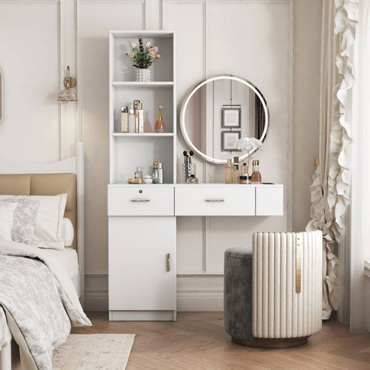 Chic White Hair Station with Ample Storage