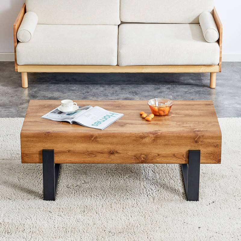 Chic Rustic Coffee Table with Metal Legs