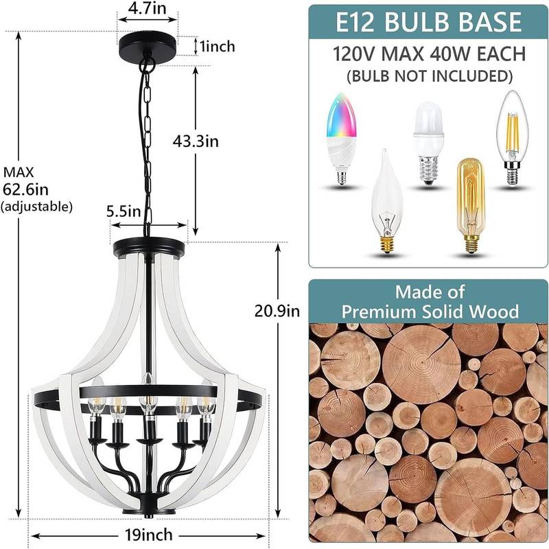 Sleek White Wooden Chandeliers