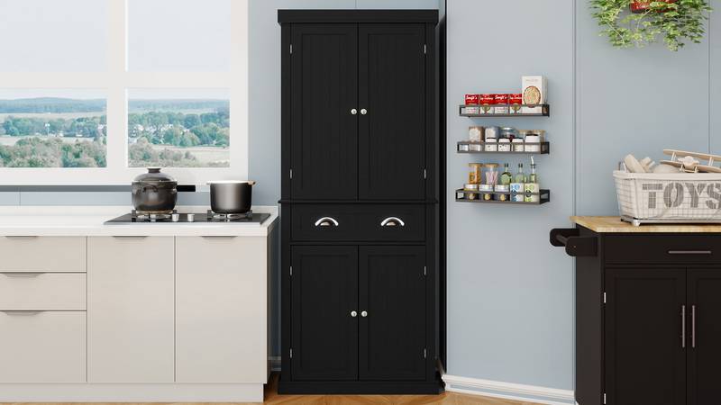 Chic Pantry Cabinet with Custom Shelves