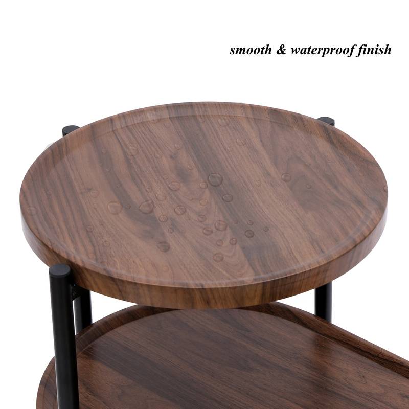Chic Two-Tier Walnut Coffee Table with Storage