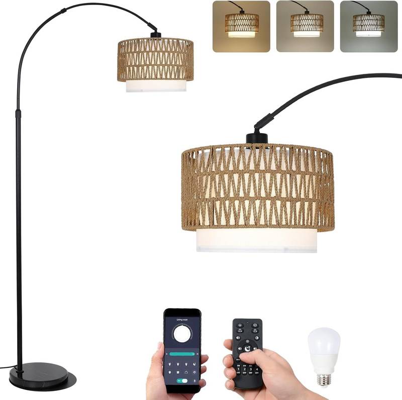 Chic Arc Floor Lamp with Remote - Stylish LED Design for Any Room
