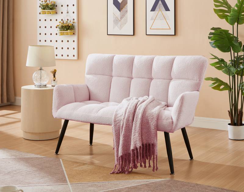 Chic Pink Quilted Loveseat for Cozy Spaces