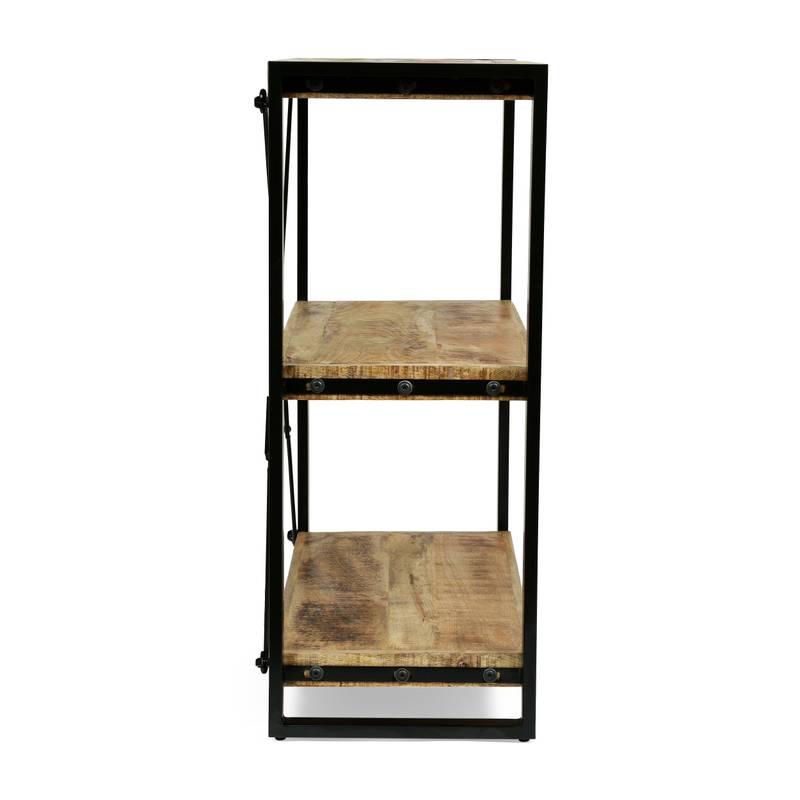 Rustic Iron & Wood Shelf Stand