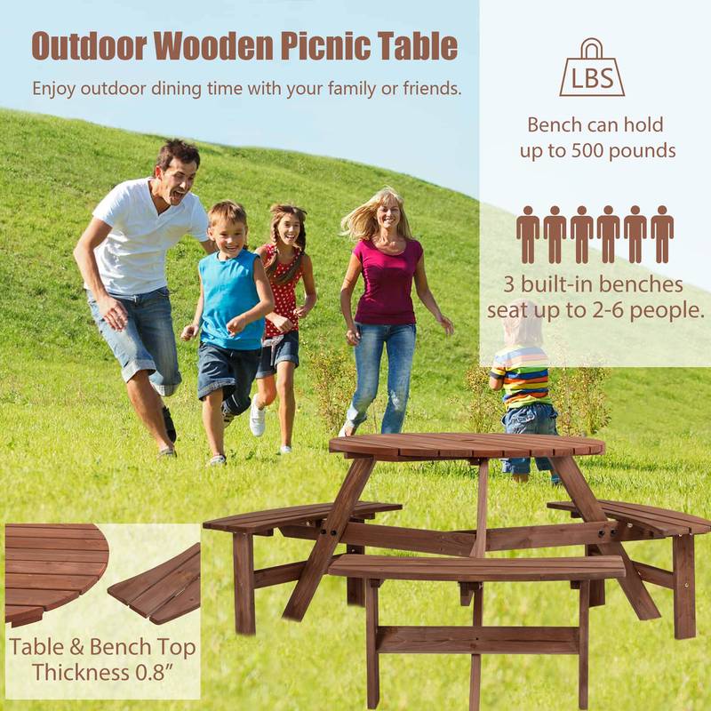 Cozy Circular Picnic Table for Six - Perfect for Your Outdoor Space!