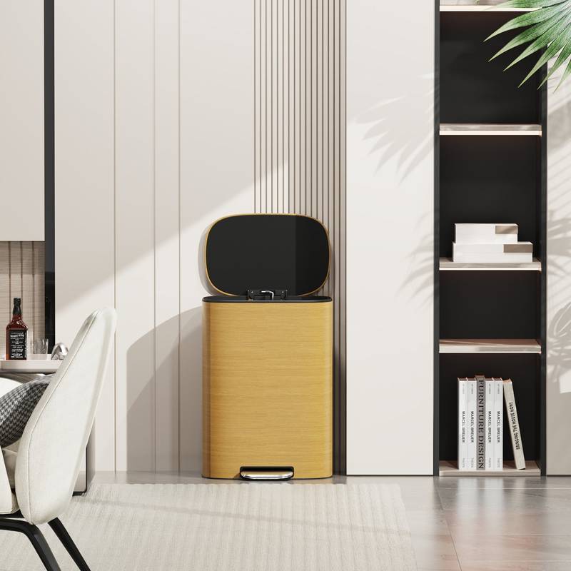 Soft Close Step Trash Can - Stainless Steel Elegance