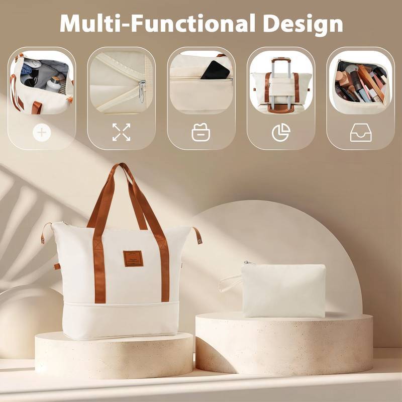 Chic Travel Trio: Lightweight Cream Carry-On Luggage Set