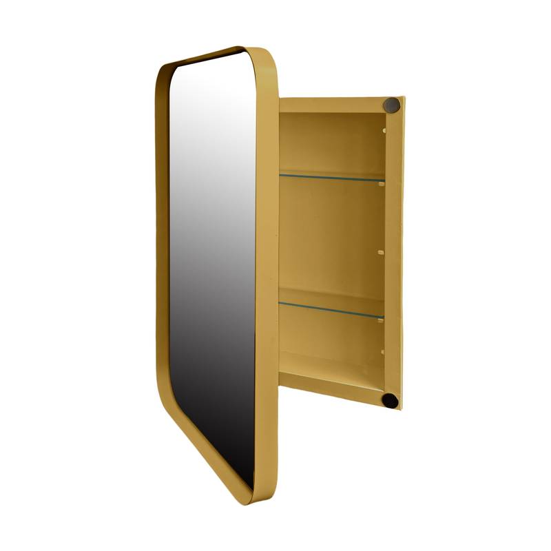 Gold-Mirror Medicine Cabinet with Smart Storage