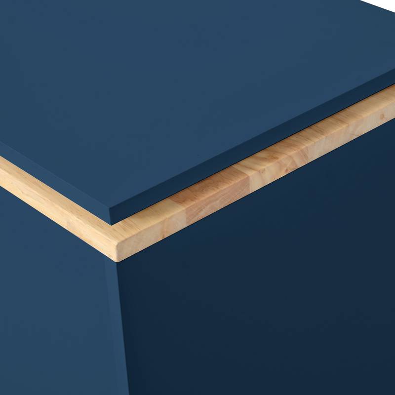 Navy Rolling Kitchen Island with LED Lights & Storage