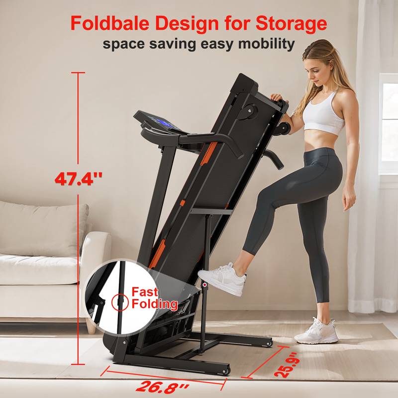 Smart Foldable Treadmill with Bluetooth and Incline