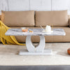 Elegant Gray Marble Coffee Table with Silver Accents