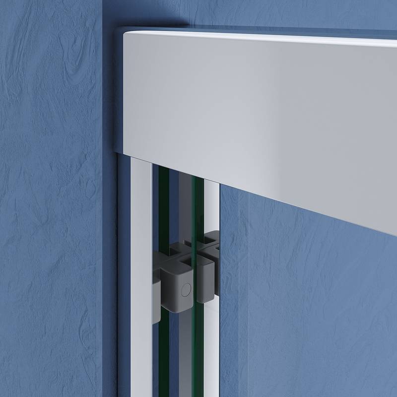 Sleek Bath Door with Chrome Handles - Double Sliding Glass Design