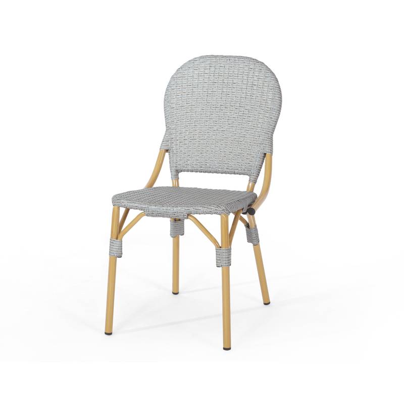 Cozy Bistro Duo: Gray Rattan & Bamboo Chairs