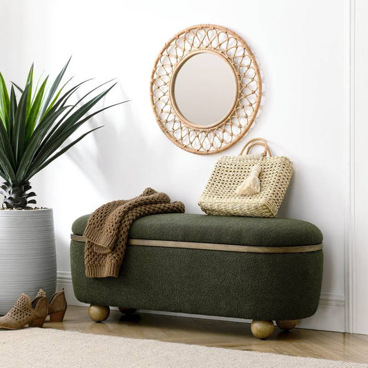 Cozy Green Storage Bench