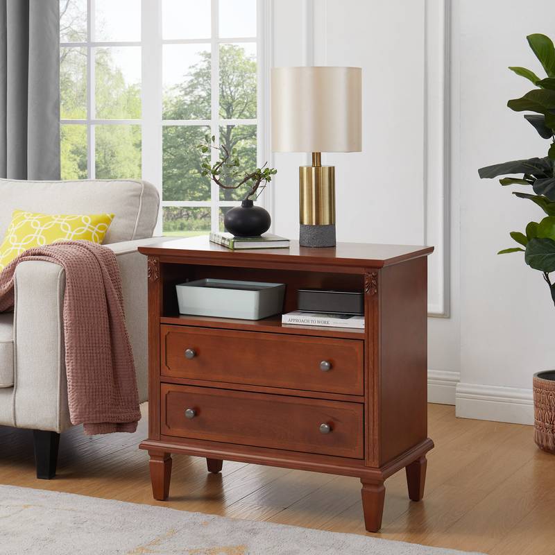 Chic Farmhouse Nightstand with USB Charging & Storage
