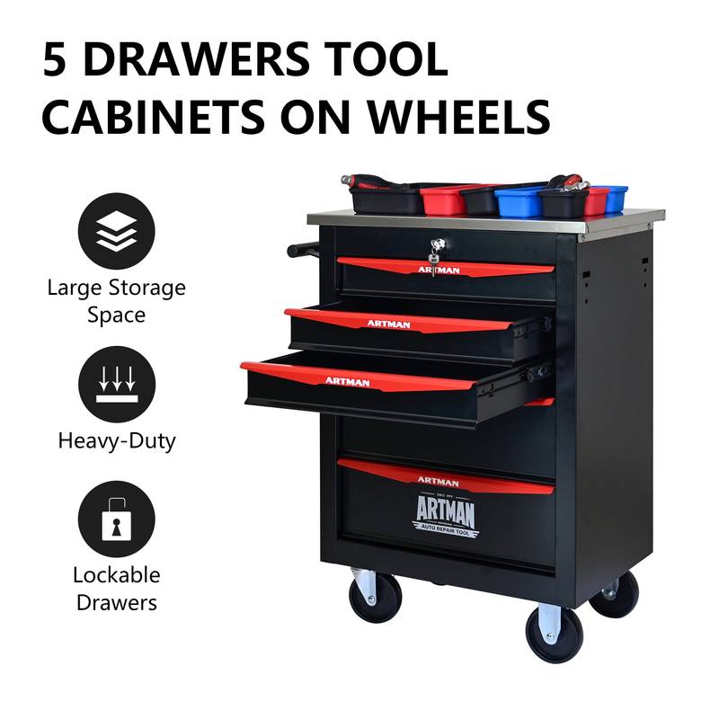 Rolling Tool Cart with Stainless Steel Top – Smart Storage for Garage & Workshop