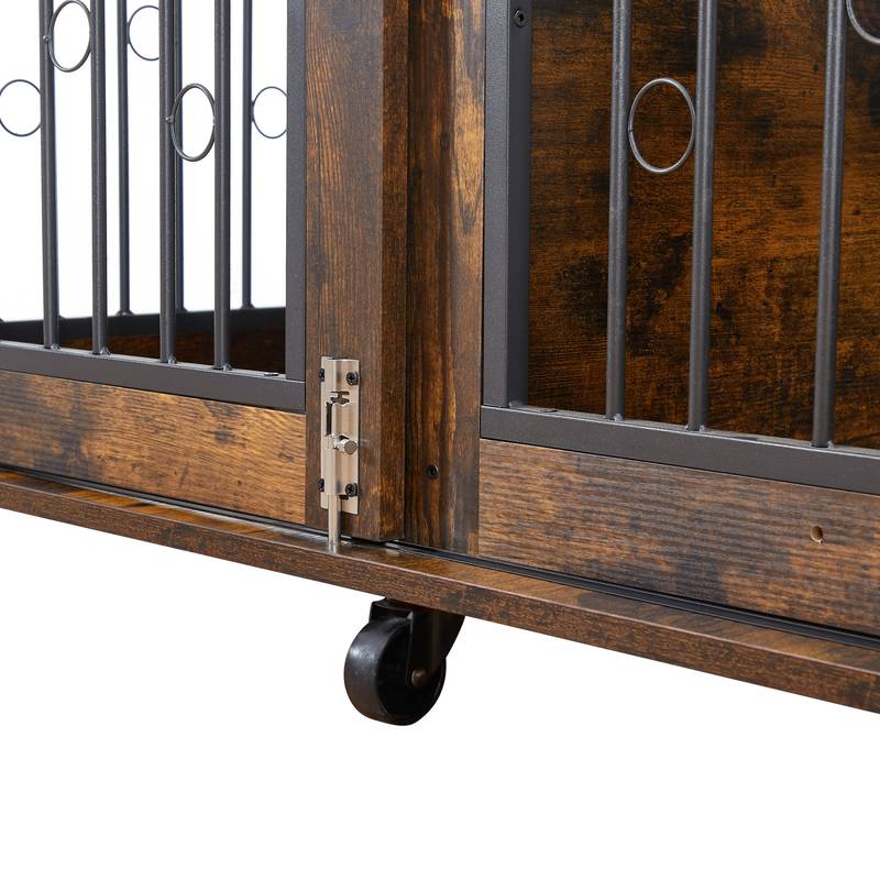 Rustic Double Puppy Sliding Dog Crate