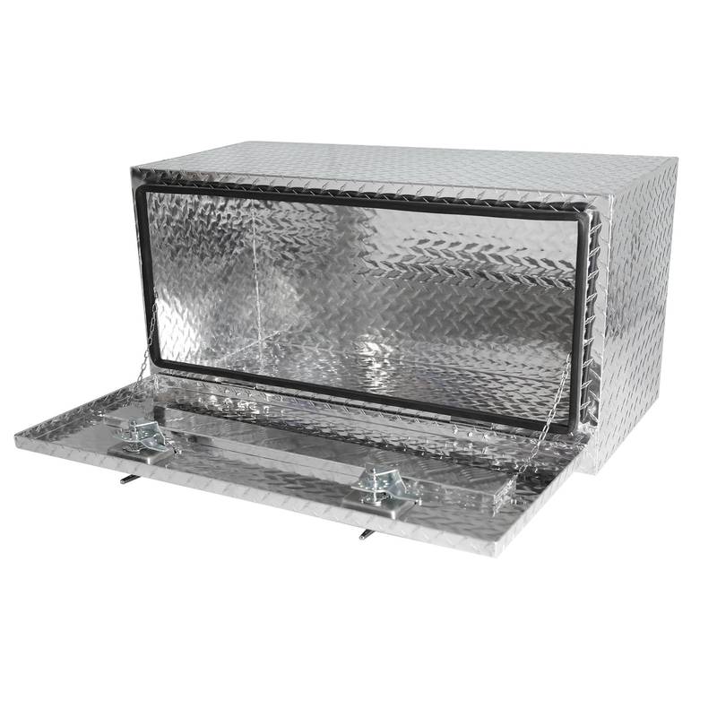 Sturdy Black Aluminum Underbody Tool Box with Locking T-Handled Latch