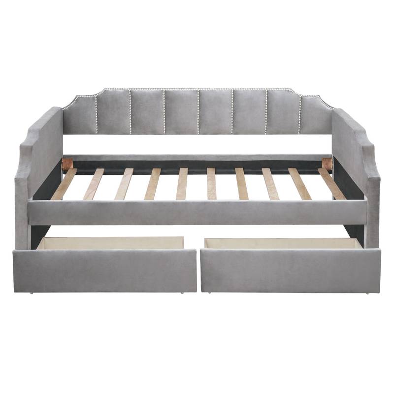 Cozy Gray Upholstered Twin Daybed with Hidden Storage