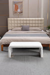 Chic Ivory Boucle Ottoman with Gold Legs