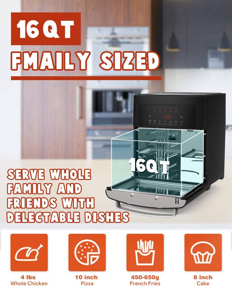Smart Air Fryer Oven XL – Versatile Cooking with Touchscreen & Rotisserie