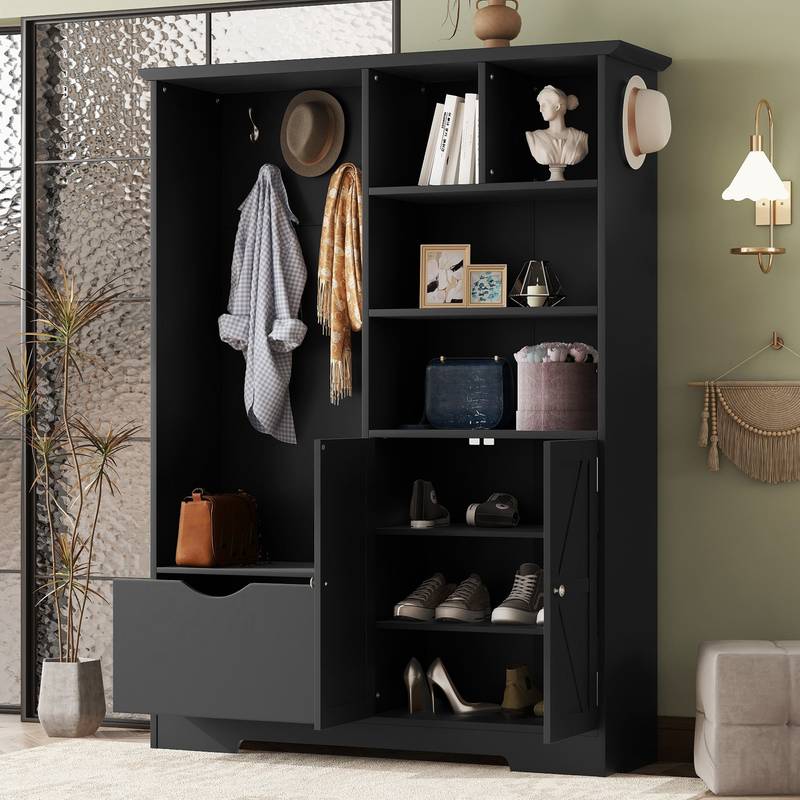 Chic Hallway Organizer with Bench and Storage