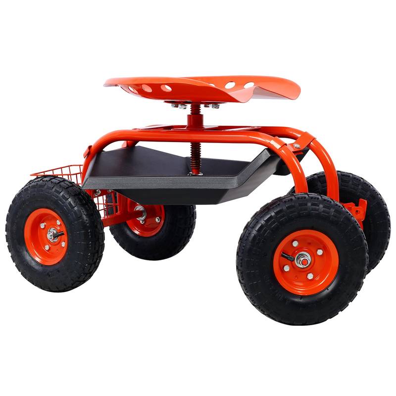 Garden Buddy Scooter Seat with Tool Tray and Swivel Wheels