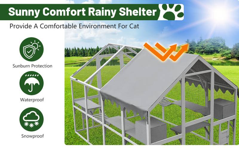Cozy Outdoor Cat Oasis with Waterproof Roof