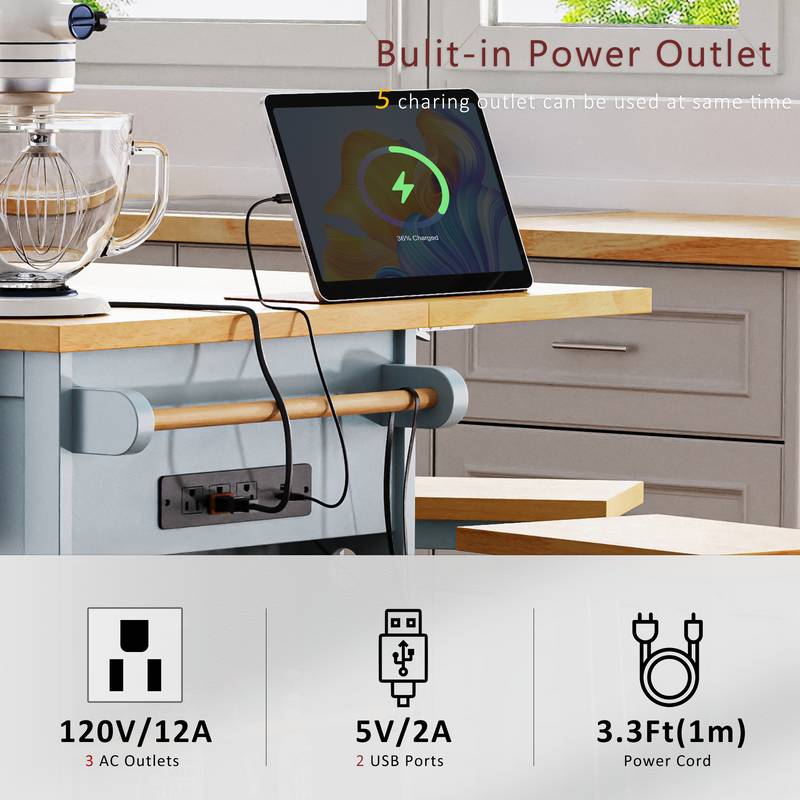 Versatile Rolling Kitchen Island with Drop Leaf & Storage