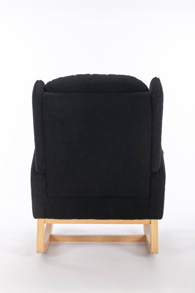 Cozy Teddy Rocking Chair with Stylish Wood Legs
