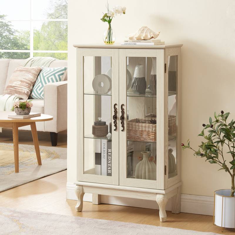 Elegant Lighted Curio Cabinet with Glass Doors