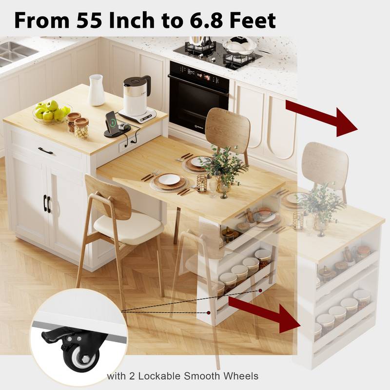 Charming Kitchen Island & Dining Table Combo