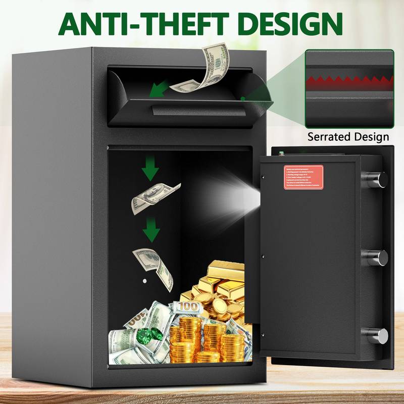 Secure Drop Safe Box with Silent Deposit and Digital Lock