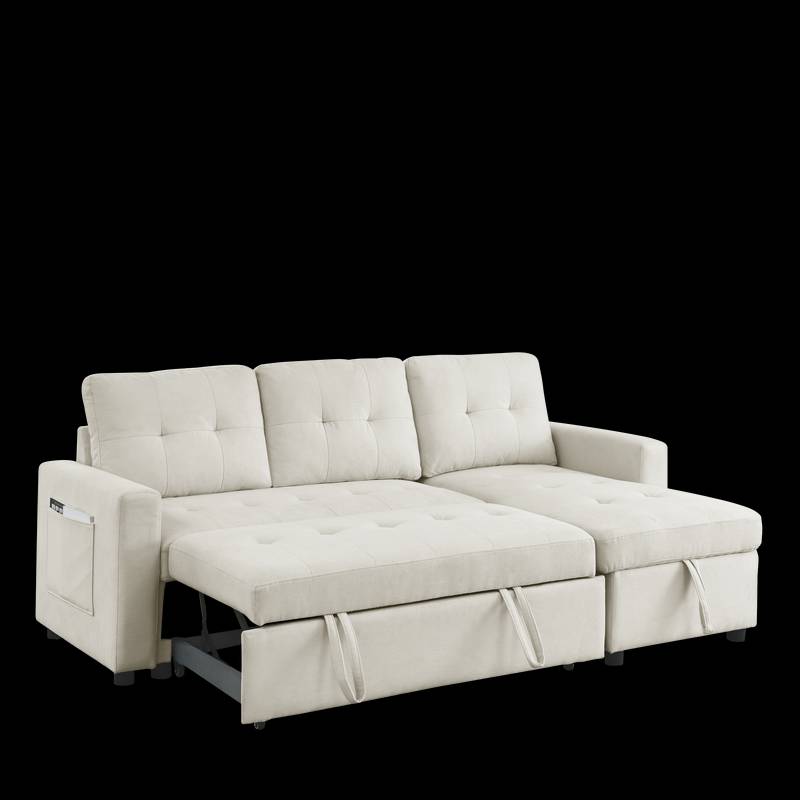 Cozy Reversible Sleeper Sofa with Storage Space