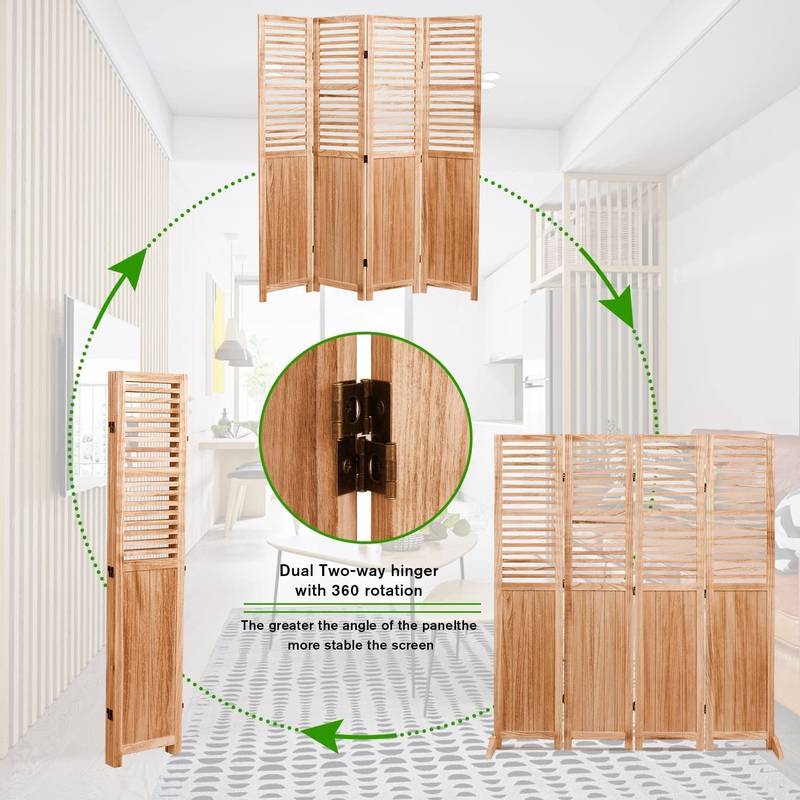Natural Wood Folding Room Divider