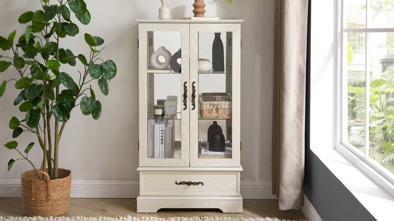 Illuminated Curio Cabinet with Adjustable Shelves