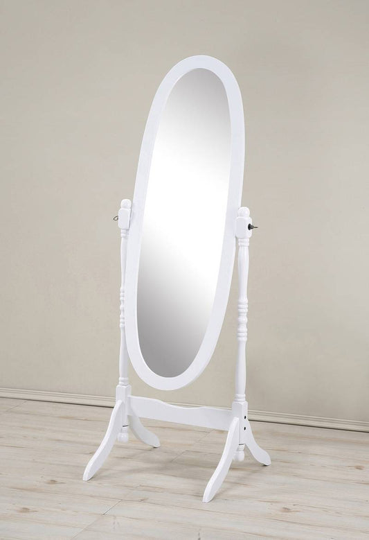 Elegant White Cheval Mirror in Queen Anna Style