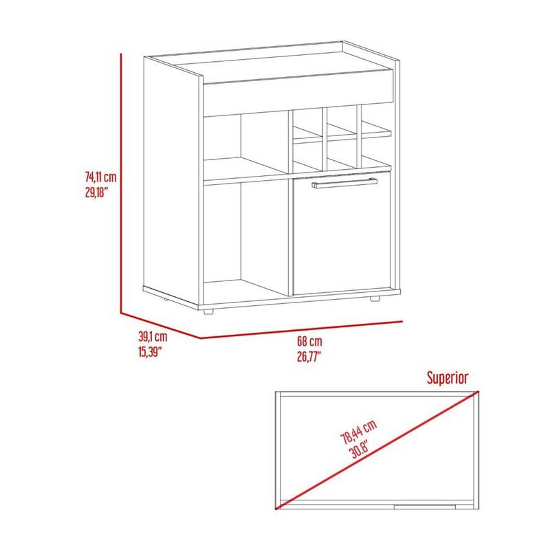Chic Coffee Cart with Storage & Bottle Racks