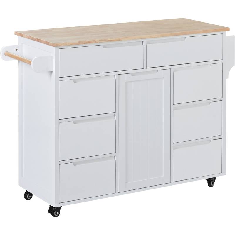 Stylish Kitchen Cart with Wood Top & Easy-Glide Drawers