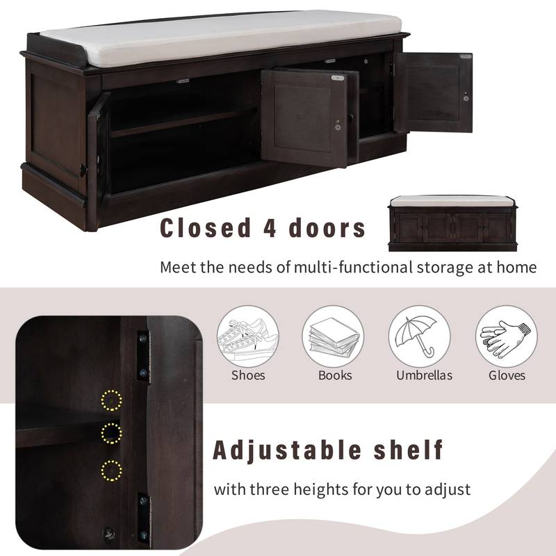 Cozy Shoe Storage Bench with Cushioned Top