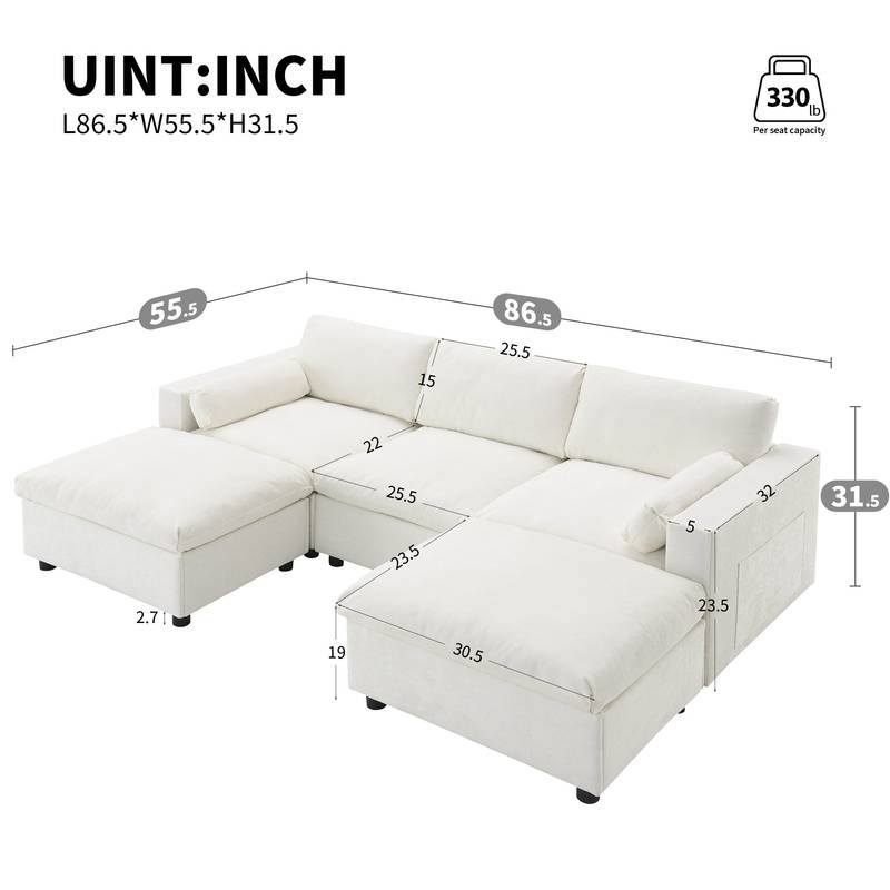 Cozy Cloud Modular Sofa with Storage & Ottomans
